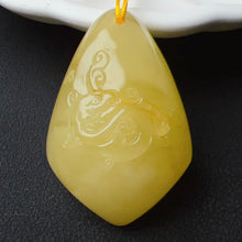 Load image into Gallery viewer, Mulan&#39;s Guardian Mushu - Genuine Amber Pendant Necklace Handmade with Nanhong Agate and Lapis
