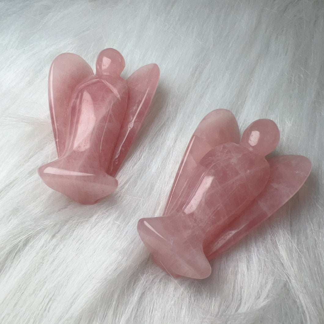 3-inch Natural Rose Quartz Angel Spiritual Altar Setting Healing Stone Decor