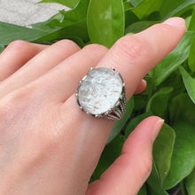 Load image into Gallery viewer, Top Clarity White Phantom Quartz Ring with Black Tourmalated Quartz Inclusion Handmade with 925 Sterling Silver
