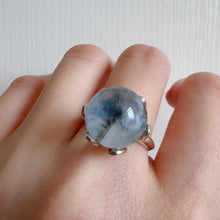 Load image into Gallery viewer, Angel&#39;s Feathers Natural Rare Blue Needle Clear Quartz Sphere Ring Handmade with 925 Sterling Silver
