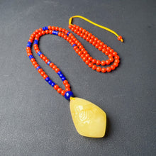 Load image into Gallery viewer, Mulan&#39;s Guardian Mushu - Genuine Amber Pendant Necklace Handmade with Nanhong Agate and Lapis
