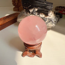 Load image into Gallery viewer, 40.2mm Nice Pink Rose Quartz Sphere Reiki Healing Crystal Heart Chakra
