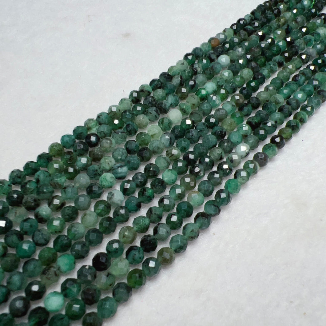 4mm Natural Faceted Emerald Bead Strands for DIY Jewelry Projects