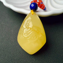 Load image into Gallery viewer, Mulan&#39;s Guardian Mushu - Genuine Amber Pendant Necklace Handmade with Nanhong Agate and Lapis
