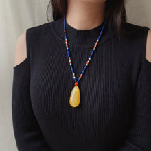 Load image into Gallery viewer, Genuine High-grade Amber Pendant Necklace Beaded with Agate Turquoise Lapis | One of A Kind Handmade Jewelry Adjustable Style
