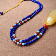 Load image into Gallery viewer, Genuine High-grade Amber Pendant Necklace Beaded with Agate Turquoise Lapis | One of A Kind Handmade Jewelry Adjustable Style
