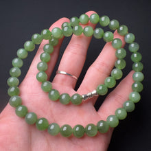 Load image into Gallery viewer, Beautiful Emerald Green Nephrite Jade Beaded Necklace with 925 Sterling Silver Clasp | Natural Heart Chakra Healing Stone Jewelry
