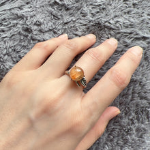 Load image into Gallery viewer, Cat-eye Golded-orange Rutilated Quartz Sphere Ring Handmade with 925 Sterling Silver
