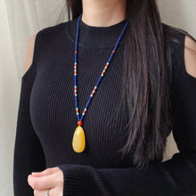 Load image into Gallery viewer, Genuine High-grade Amber Pendant Necklace Beaded with Agate Turquoise Lapis | One of A Kind Handmade Jewelry Adjustable Style
