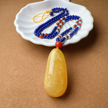 Load image into Gallery viewer, Genuine High-grade Amber Pendant Necklace Beaded with Agate Turquoise Lapis | One of A Kind Handmade Jewelry Adjustable Style
