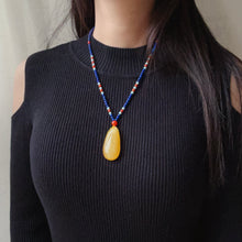 Load image into Gallery viewer, Genuine High-grade Amber Pendant Necklace Beaded with Agate Turquoise Lapis | One of A Kind Handmade Jewelry Adjustable Style
