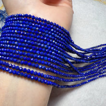 Load image into Gallery viewer, 3mm Small Beads Natural Lapis Lazuli Faceted Bead Strands DIY Jewelry Findings
