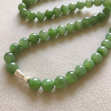 Load image into Gallery viewer, Beautiful Emerald Green Nephrite Jade Beaded Necklace with 925 Sterling Silver Clasp | Natural Heart Chakra Healing Stone Jewelry
