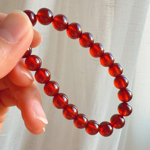 8.6mm Cabochon Grade Spessartine Garnet Bracelet | Handmade with Natural Crystal Garnet | Sacral Chakra