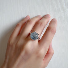 Load image into Gallery viewer, Angel&#39;s Feathers Natural Rare Blue Needle Clear Quartz Sphere Ring Handmade with 925 Sterling Silver
