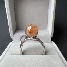 Load image into Gallery viewer, Cat-eye Golded-orange Rutilated Quartz Sphere Ring Handmade with 925 Sterling Silver
