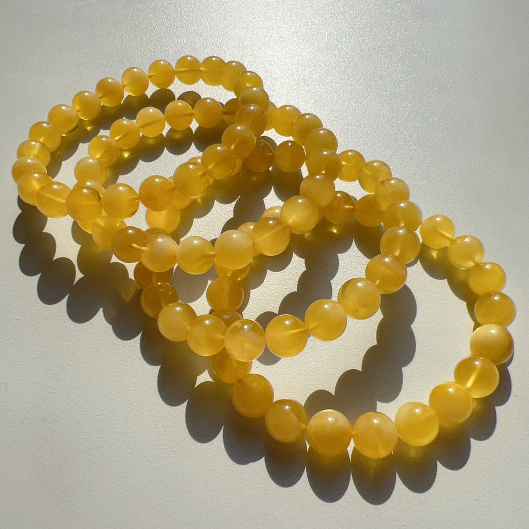 8.6mm Beautiful Genuine Amber Bracelet | Lucky Stone of Aries Gemini Leo Virgo | One of A Kind Jewelry