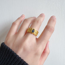 Load image into Gallery viewer, Handmade Natural Blue Sapphire Gemstone Ring with Zirconia and Brass
