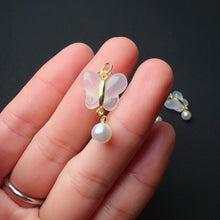 Load image into Gallery viewer, Natural White Chalcedony Butterfly Charms Pendants for DIY Jewelry Project
