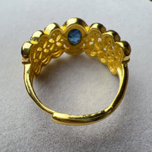 Load image into Gallery viewer, Handmade Natural Blue Sapphire Gemstone Ring with Zirconia and Brass
