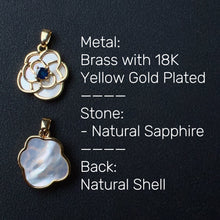 Load image into Gallery viewer, Natural Sapphire Gemstone Flower Shape Pendants Charm with Shell and Brass
