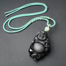 Load image into Gallery viewer, Top-grade Black Obsidian Buddha Pendant Protection Necklace | Handmade Root Chakra Healing Jewelry
