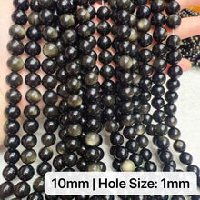 Load image into Gallery viewer, 6-12mm High-quality Golden Sheen Obsidian Round Bead Strands for DIY Jewelry Project
