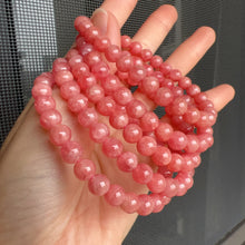 Load image into Gallery viewer, 7.3mm Old Mine Natural Rhodochrosite Healing Crystal Bracelet | Heart Chakra Reiki Healing Improve Relationship Marriage
