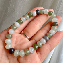 Load image into Gallery viewer, 8x5mm Assorted Nephrite Hetian Jade Healing Stone Elastic Bracelet | Natural Heart Chakra Healing Stone Jewelry
