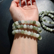 Load image into Gallery viewer, 8x5mm Assorted Nephrite Hetian Jade Healing Stone Elastic Bracelet | Natural Heart Chakra Healing Stone Jewelry
