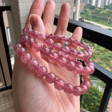 Load image into Gallery viewer, 8.4mm Natural Strawberry Quartz Crystal Bracelet | Heart Chakra Reiki Healing | Holiday Gifts
