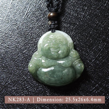 Load image into Gallery viewer, Genuine Jade Pendant Maitreya Happy Buddha Braided Necklace Best Blessing Gift Item for Protection Love
