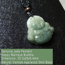 Load image into Gallery viewer, Genuine Jade Pendant Maitreya Happy Buddha Braided Necklace Best Blessing Gift Item for Protection Love
