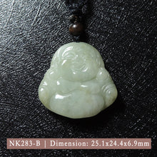 Load image into Gallery viewer, Genuine Jade Pendant Maitreya Happy Buddha Braided Necklace Best Blessing Gift Item for Protection Love
