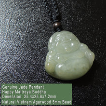 Load image into Gallery viewer, Genuine Jade Pendant Maitreya Happy Buddha Braided Necklace Best Blessing Gift Item for Protection Love
