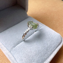 Load image into Gallery viewer, Natural Moldavite Raw Stone Ring 925 Sterling Silver Prongs | Rare High-frequency Healing Stone
